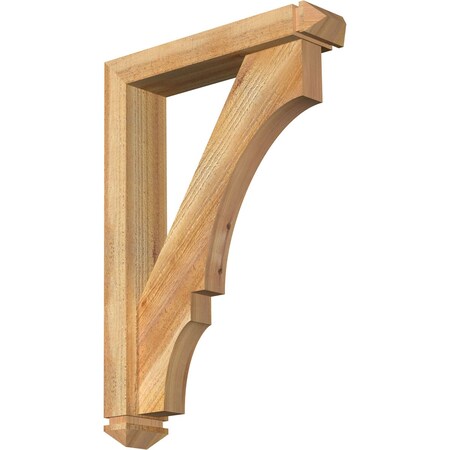 Ekena Millwork Balboa Arts and Crafts Rough Sawn Bracket w/ Offset Brace, Western Red Cedar, 4"W x 18"D x 26"H BKT0402X18X26BOA03RWR